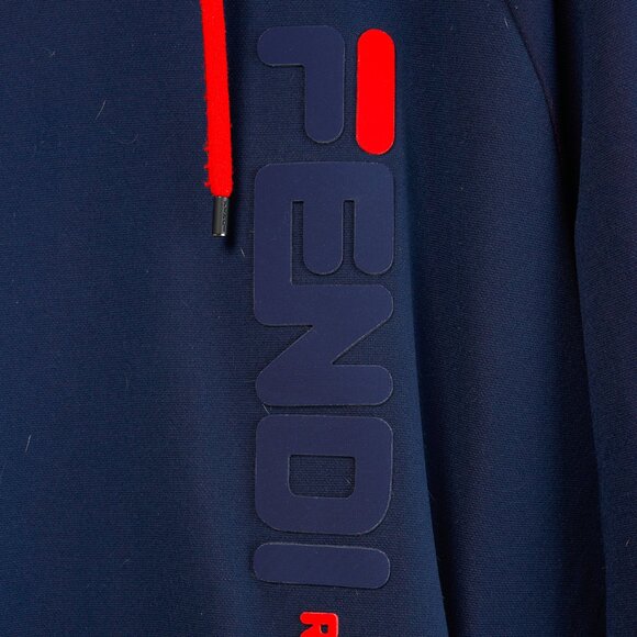 Fendi x Fila Navy Cotton-Blend Logo Stripe Pullover Hoodie - Picture 8 of 16
